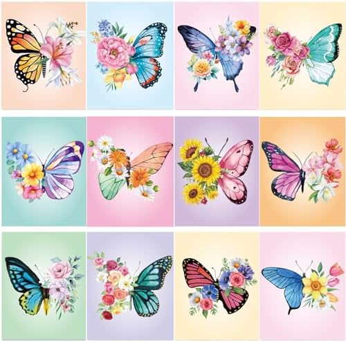 Sherr 12 Pcs Pre Drawn Canvas for Adults,Butterfly,8 x 10 Inch by Sherr