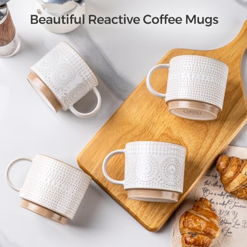 GBhome 12 oz Coffee Mugs Set of 4, Stackable Ceramic Coffee Cups Set - Image 6