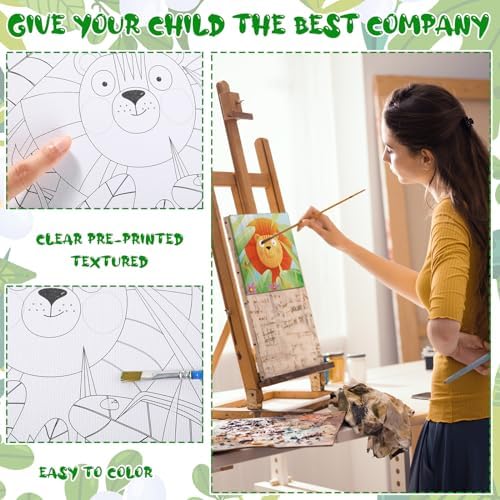 Affrolling 12 Pcs Pre Drawn Canvas for Painting for Adults 8 x 8 Inch Canvas Painting Kits Stretched with Drawing Ready to Paint Beginner Artists Date Night Party Supplies(Animals) - Image 4