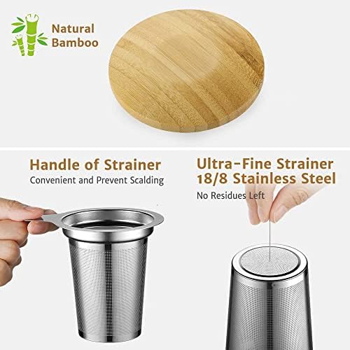 glastal Tea Infuser Mug 14.5oz Double-Walled Glass Teacup Infuser, Black - Image 3