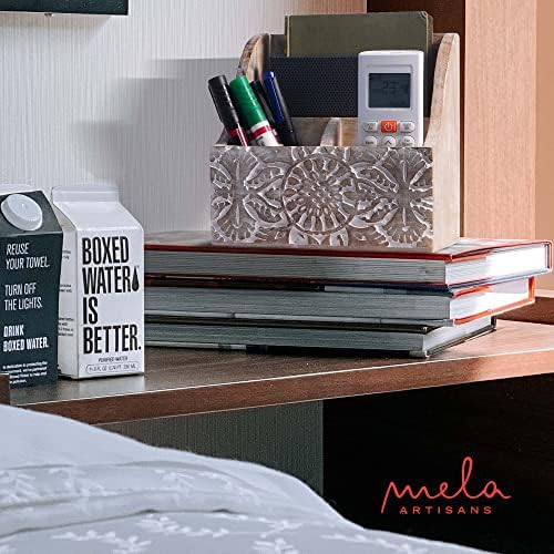 Mela Artisans Mango Wood Desk Organizer - Whitewash, 7.3 in - Image 5