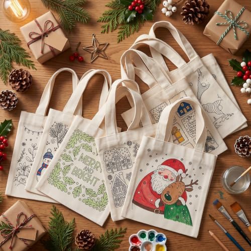 Aliceset 16 Pcs Color Your Own Bag Tote Bag Painting - Image 4