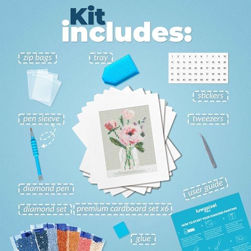 LuwoArte 6 Pack Diamond Painting Kits for Adults – Flower-Themed Diamond Art Kits – Full Drill DIY Paint Gem Art for Adults – Brilliant 5D Diamond Painting Kit – Relaxing Craft for Home Wall Décor - Image 2