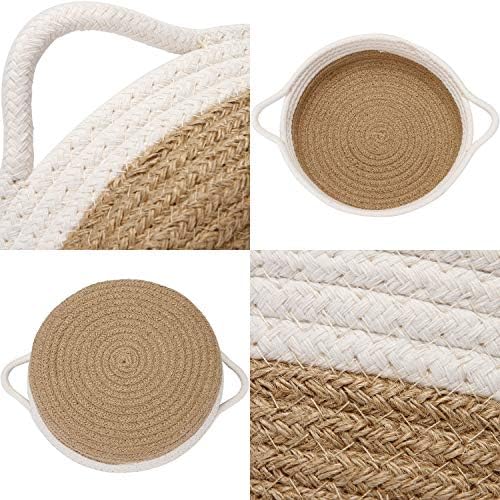 Sea Team 2-Pack Compact Woven Cotton Rope Storage Baskets, Flaxen - Image 4