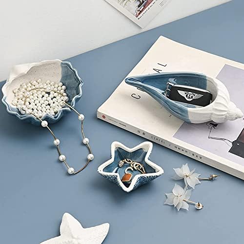 Conch Jewelry Dish Tray - Ceramic Ring Holder, Trinket Tray, Ocean Style Storage for Earrings and Candy - Table Decoration Supplies - Image 3