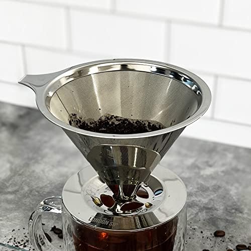 The London Sip Stainless Steel Coffee Dripper Pour Over Coffee Maker, Coffee Slow Brewing Accessories for Home, 1-4 Cup - Image 4