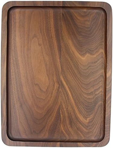 Bamber Wood Serving Tray Wooden Decorative Coffee Tea Platter Black Walnut 15.3 x 11.4 Inches by Bamber