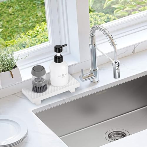 Bathroom Sink Tray Wood Riser Display Kitchen Decor Soap Holder, White - Image 4