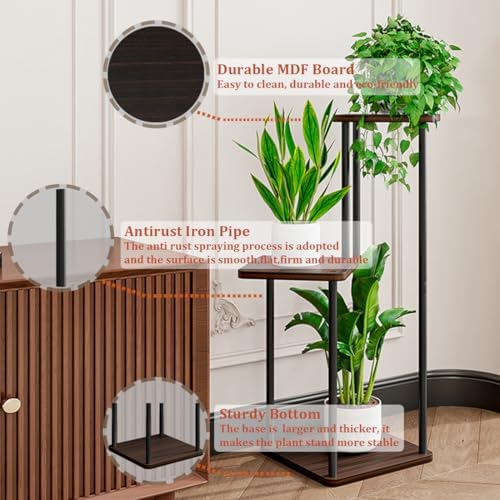 AZERPIAN Plant Stand Indoor Corner Tiered Plant Shelf 3 Tier Metal MDFBoard - Image 4