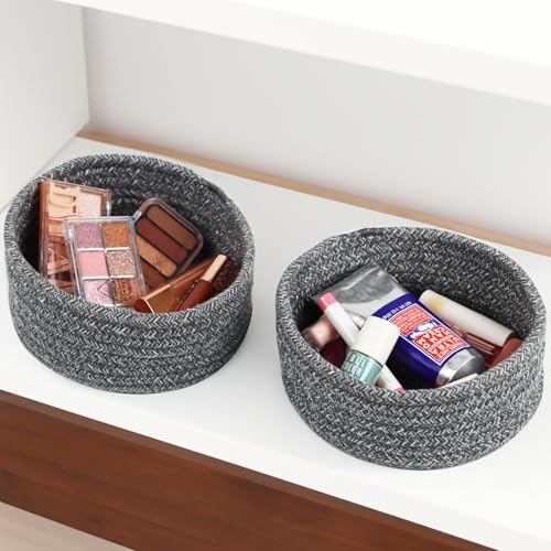 Small Woven Cotton Rope Baskets, Set of 3, Grey - Image 6