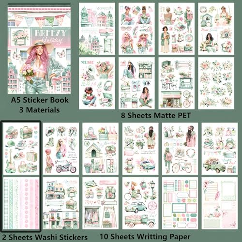 YagCu Journaling Stickers, Breezy Holiday Scrapbook Sticker Book, Junk Journal Supplies, Pre-Cut Aesthetic Scrapbooking for Adults, Decorative Ephemera Bullet Planner Arts Craft Collage - Image 5