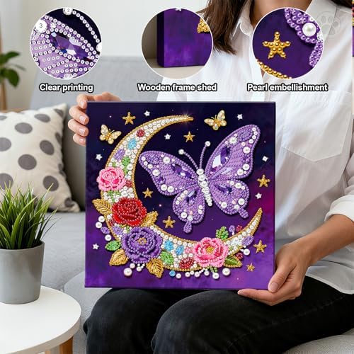 LQCrafK DIY 3D Pearl Art Painting Handcraft Kit for Adults Beginners, Home Wall Decoration, Creative Design Framed Painting with Tools-Moon - Image 4
