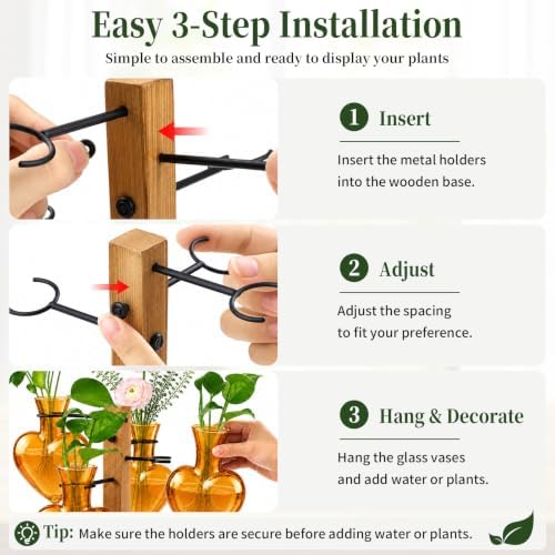 Plant Terrarium Propagation Station with 4 Heart Glass Vases - Amber - Image 3
