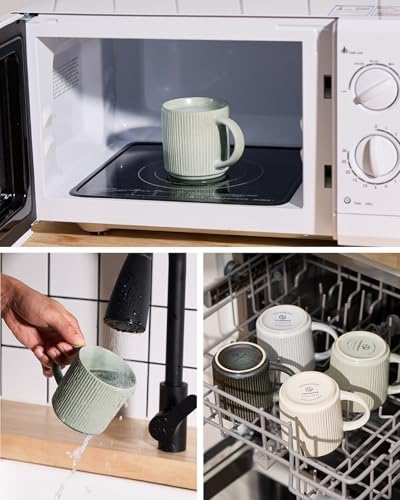 famiware Coffee Mug Set of 4, Star 12 oz Ceramic Mugs Cups Set with Handle - Image 3