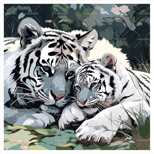TAOPAOLAB Wildlife Digital Painting Kit for Adults - DIY White Tiger and Cub Oil Painting on Canvas 7.87x7.87 Inch, Framed Acrylic Paint Kit, Good for Beginners, Home Decor or Gift Artwork by Unknown