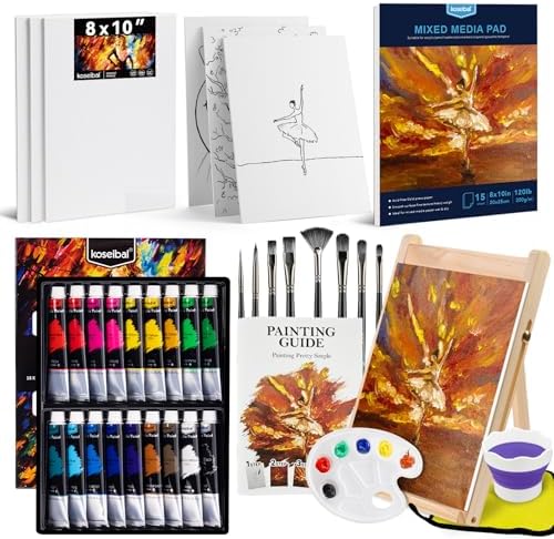 koseibal Kids Acrylic Paint Set with Canvas, Art Supplies Kits for Adults by koseibal