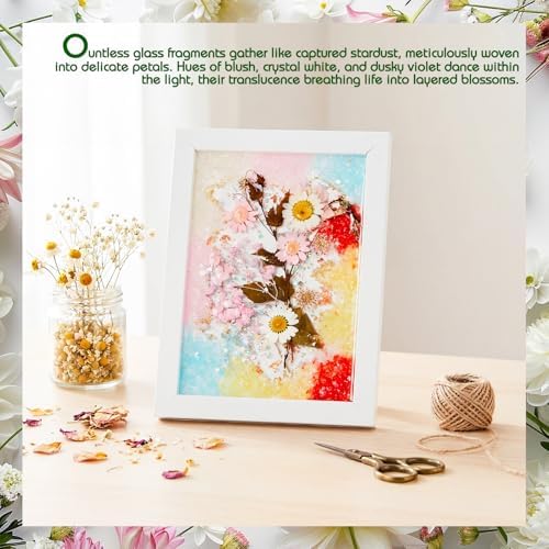 Novabright DIY Dried Flower Crushed Glass Art Kit for Adults Beginners, Sea Glass Mosaic Resin Craft Set for Home Decor, Wedding Gifts Handmade Boho Home Bedroom Office Bookshelf Table Decoration - Image 6