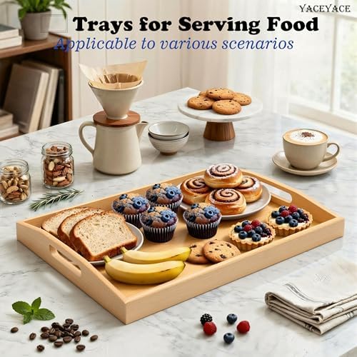 Large Tray for Ottoman Coffee Table, 17.7"x13"x2" Large Bamboo - Image 6
