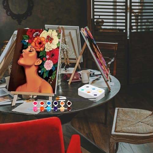 Ctosree 6 Pack Pre Drawn Canvas Painting Kit 8x10 Stretched, Gorgeous Lady - Image 6