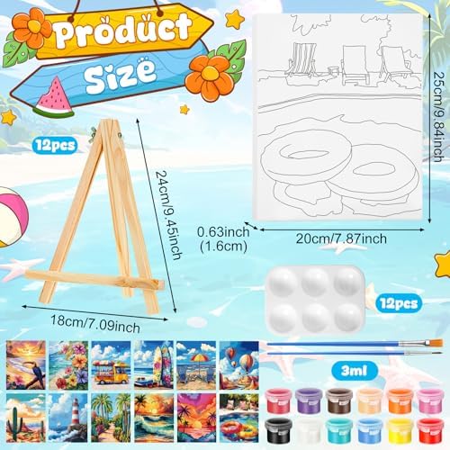 Zhanmai 12 Set Paint and Sip Kit for Adult 8''x10'', Hawaii Landscape - Image 2
