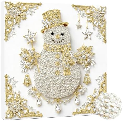 DIY Pearl Art Painting with Frame Creative Pattern Design Festival Stress-Relieving Home Wall Decoration 9.8X9.8in Tool Included-Snowman by Artiphile