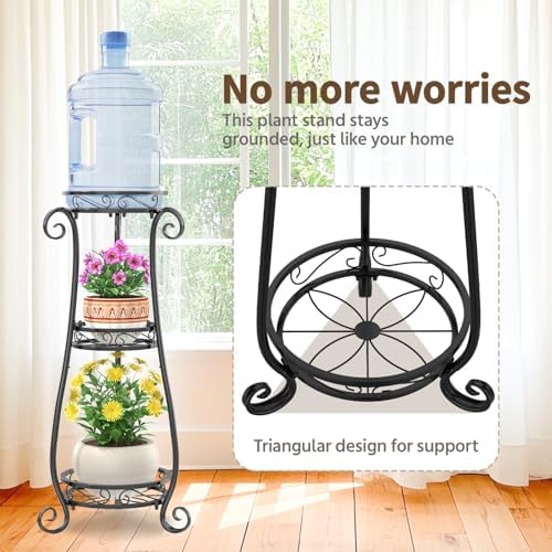 LASZOLA 3 Tiers Metal Corner Plant Flower Stand Tall Indoor Outdoor, Black - Image 3