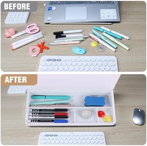 SELEAD Desktop Glass Whiteboard with Storage, 5 Markers and 1 Eraser, White - Image 7