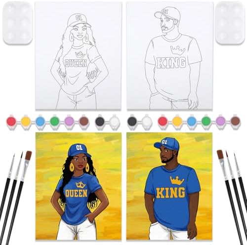 VOCHIC Sip and Paint Kit for Adults Couples Date Night Pre Drawn Canvas by VOCHIC