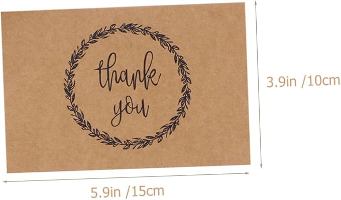 VILLCASE 20Pcs Thanksgiving Kraft Paper Greeting Cards with Envelopes Folded Blank Blessing Notes for Expressing Gratitude and Wishes Rustic Vintage Style Thank You Cards for Holiday and