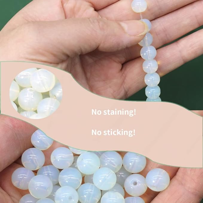 Pamir Tong 500PCS 8mm Milky White Glass Round Beads Bulk,Imitative Jade Beads Kit, Bracelet Space Loose Beads for Jewelry Making Earring, Necklaces, DIY Crafts & Gifts #351
