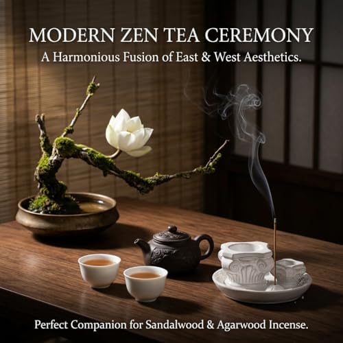 4-in-1 Ceramic Incense Holder & Ash Catcher Tray, Minimalist Burner for Palo Santo, Sage Smudge Sticks, Incense Sticks– Zen Aesthetic Home Decor for Meditation, Yoga & Desk Accessories - Image 5