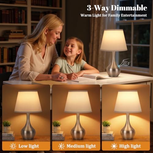16.1" Touch Table Lamp for Nightstand, 3 Way Dimmable Small Bedroom Lamp - Image 3