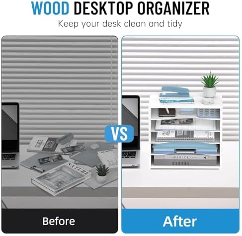 5-Tier Paper Organizer for Desk, Adjustable Mail Organizer, White - Image 6
