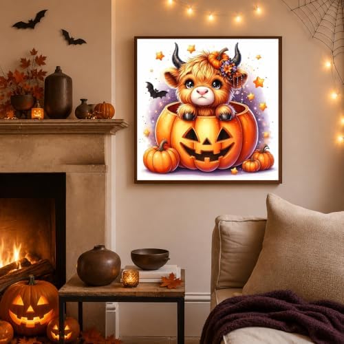 Mandun Halloween Cow Paint by Numbers Kit for Kids, 8x8 inch - Image 2