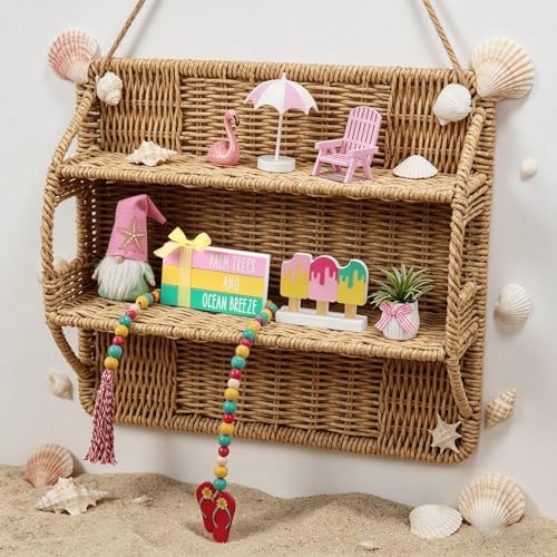 Summer Decorations for Home Indoor 8pcs Pastel Beach Tiered Tray Decor Set - Image 7