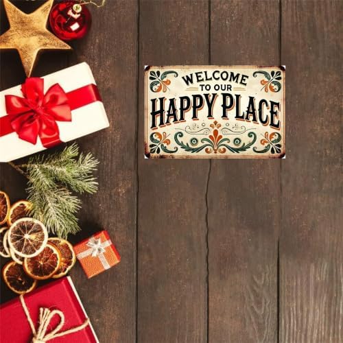 Vintage Happy Place Metal Sign,Retro Funny Home Tin Sign,Wall Aesthetics for Bar Pub Club Cafe Living Room Kitchen Restaurant Shop Office,8x12 Inches (Happy Place-07) - Image 3