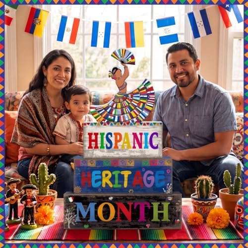Moucuny 4 Pcs Hispanic Heritage Month Decorations, Dancer Wood Block Sign - Image 3