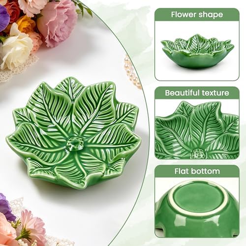 Green Leaf Jewelry Dish Ceramic Trinket Tray Birthday Gift for Women - Image 4
