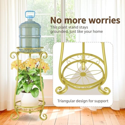LASZOLA Metal Corner Plant Flower Stand Tall Indoor Outdoor, 2 Tiers Gold - Image 3