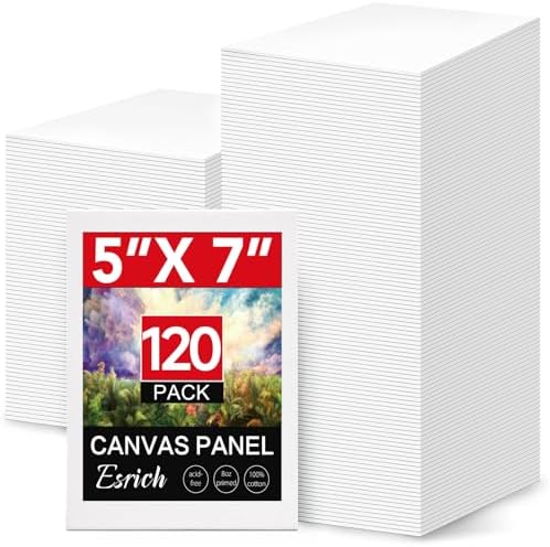 ESRICH 120 Pack 5x7 Inch Small Canvases for Painting, Painting Canvas 5x7 Inch Cotton Primed Acid Free Mini Blank Canvas Panels for Oil Paint,Watercolor,Acrylic Paint, Gouache, Tempera by ESRICH