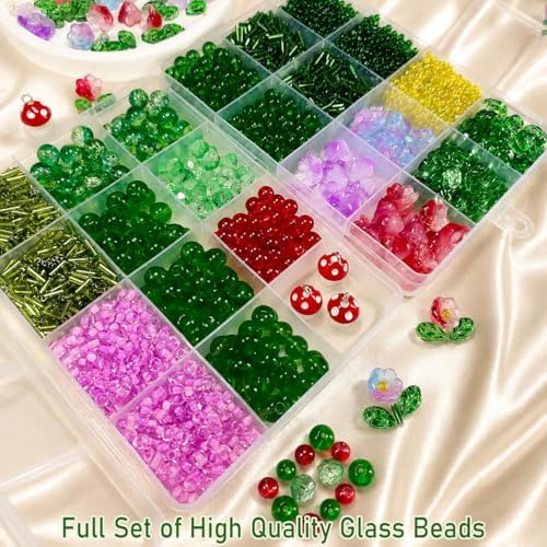 Beaded Plant Kit Green Glass Beads Flower Leaf Suncatcher Disco Ball Hanging Planter Seed Glass Beads Leaves Bulk Forever Sun Catchers Complete Craft Set for Adults Home Decor Meaningful DIY Gift - Image 2