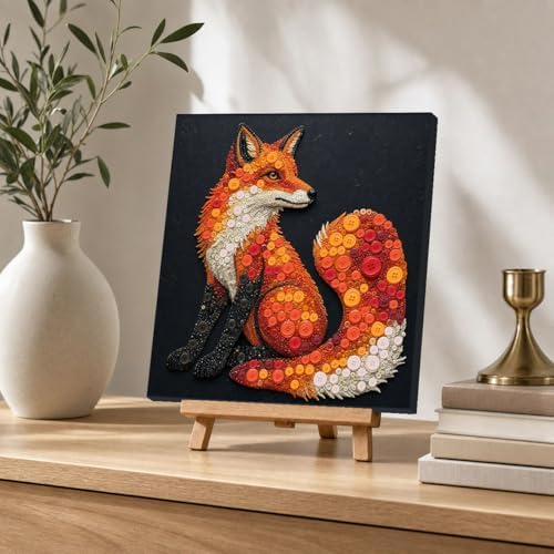 Framed Button Art Kit 11.8" DIY Mosaic Craft for Adults(Fox) - Image 5