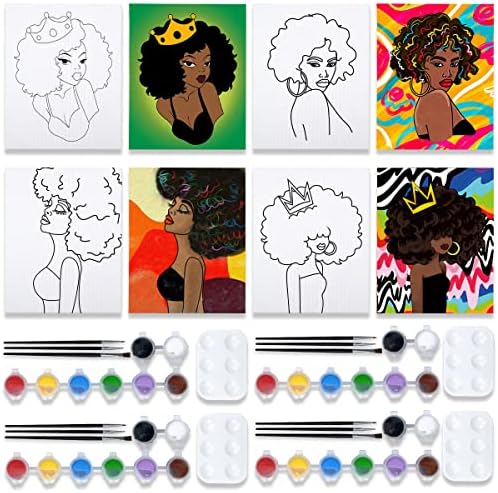 VOCHIC 4 Pack Pre Drawn Canvas for Painting for Adults Paint and Sip Kit by VOCHIC