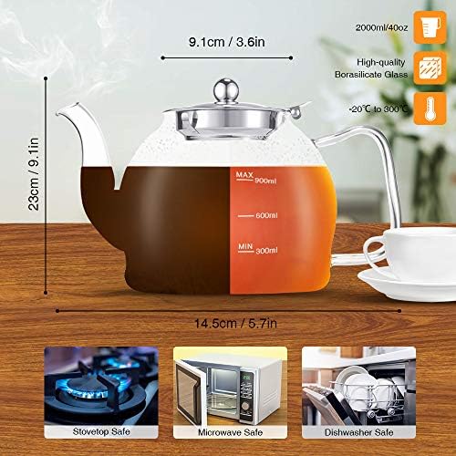 Tea Pot Set–1200ml Glass Teapot with 4 Glass Teacups - Image 3