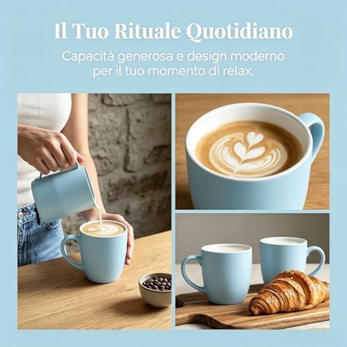 6-Piece 12oz Ceramic Coffee Mugs with Handles, Microwave & Dishwasher Safe, Ideal for Latte, Cappuccino and Hot Tea (Multi-Color) - Image 4