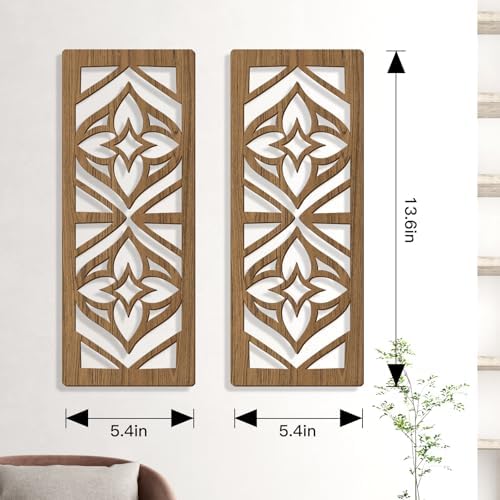 Zzbakress 2 Pcs Mid Century Modern Wall Decor Wooden Abstract Geometric Art for Home Living Room Bedroom (Style X) - Image 3