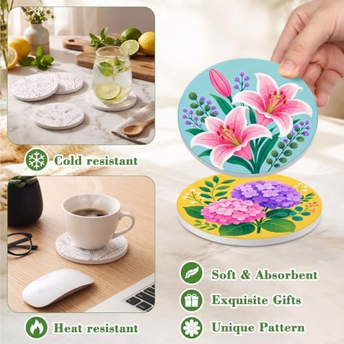 Potchen 12 Pcs Color Your Own Coaster DIY Kits,Botanical Garden - Image 4
