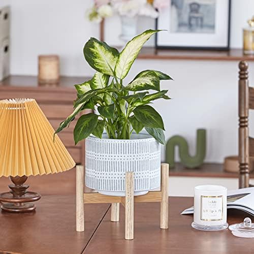 LA JOLIE MUSE Ceramic Planter for Plant, 7.3 Inch Indoor Planter with Stand - Image 3