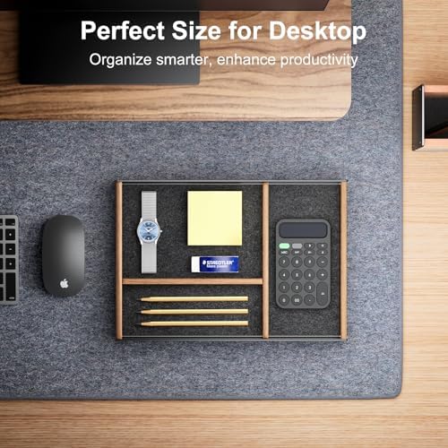 UPERGO Walnut & Aluminum Valet Tray, Desk Drawer Organizer Tray for Desk - Image 3