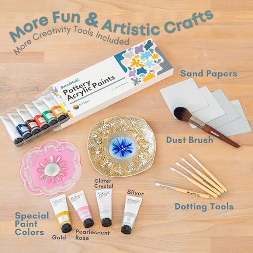 Air Dry Clay Pottery Kit for Adults Beginner, Starter Kit with 4.4Lbs Air-Dry Modeling Clay, Sculpting Tools, Paint & Glaze, Molding, Sculpt & Painting Set Hobby DIY Art Craft Kits (Gray Beige) - Image 3